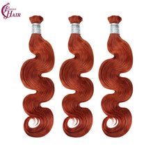 FH 1 bundle, 100 grams/pack, body wave human hair, color #350 (warm reddish-orange), Bohemian style braiding loose hair, 12-24 inches.