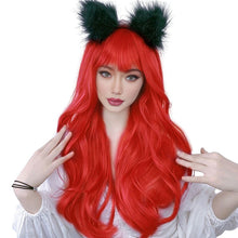 FH Red Wigs for Women Ladies Synthetic 24‘’ Long Curly Wig P14879