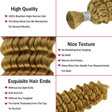 FH 1 bundle 100% Virgin Human Hair Bulk - Deep Wave #27 Honey Blonde Braiding Hair Extensions.