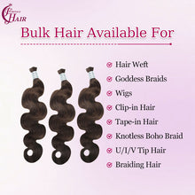 FH 1 bundle 100g/pack body wave human hair bulk shade 4 (Brown) boho braids bulk hair 12-24 inches