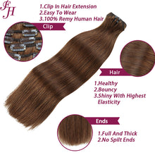 Load image into Gallery viewer, FH chocolate brown #4 Russian human hair clip in hair extension