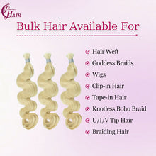 FH 1 bundle, 100 grams/pack, body wave human hair, color #613 (creamy light blonde), Bohemian style braiding hair, 12-24 inches.