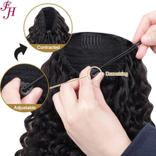 Load image into Gallery viewer, FH wholesale price remy virgin cuticle aligned human hair deep wave drawstring ponytails