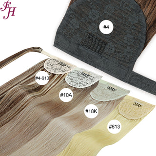 FH European human hair chocolate brown straight hair ponytail #4