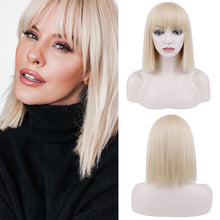 FH P12905 Rose Net Blonde  Bob Wig,Straight Synthetic Hair Wig with Bangs