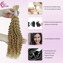FH 1 bundle, 100 grams/pack, deep curly human hair, #27 color (Ash Brown), Bohemian style braiding loose hair, 12-24 inches.