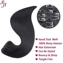 Load image into Gallery viewer, FH jet black #1 human hair clip in hair extension