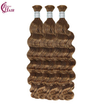 FH hair bundle no weft Loose Deep Wave Braiding Hair Bulk #30 Copper Brown - 100% Human Hair for Knotless Boho Braids