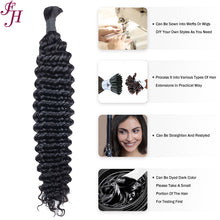 FH Premium Human Hair Boho Braiding Bulk - Natural Black for Goddess Braids & Wigs