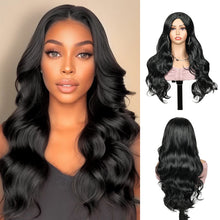 P14934K Black Long Wavy Wigs for Women Synthetic Hair