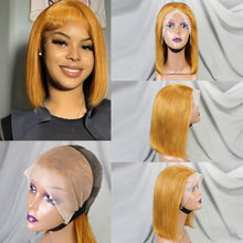 FH 200% 13X4 Lace Frontal Bob Wig Natural Hair Straight Virgin Remy Hair #350