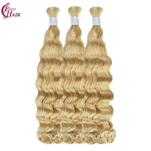 FH hair bundle no weft Loose Deep Wave Braiding Hair Bulk #27 Honey Blonde - 100% Human Hair for Boho Braids