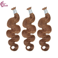 FH 1 bundle 100g/pack body wave human hair bulk shade 30 (Ash Brown) boho braids bulk hair 12-24 inches