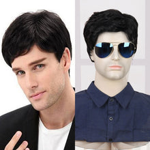 FH Men Hair Replacement Black Wigs for Men Full Wig for Male Guy 8 Inches P12070K