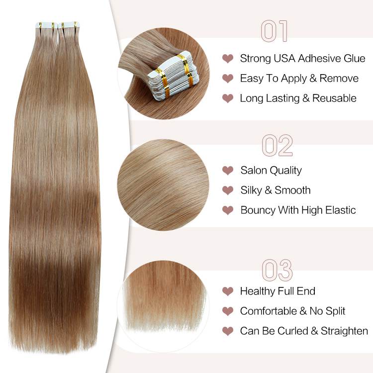 FH factory price remy straight tape in human hair extension