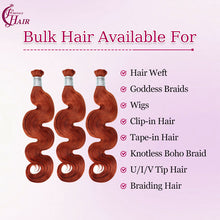FH 1 bundle, 100 grams/pack, body wave human hair, color #350 (warm reddish-orange), Bohemian style braiding loose hair, 12-24 inches.