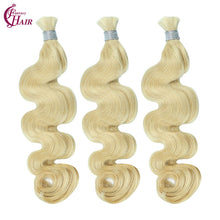 FH 1 bundle, 100 grams/pack, body wave human hair, color #613 (creamy light blonde), Bohemian style braiding hair, 12-24 inches.