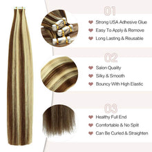 Load image into Gallery viewer, FH highlight P4/613 russian remy human hair straight tape hair extension