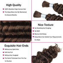 FH 1 bundle Premium Virgin Hair Bulk - #4 Chocolate Brown Deep Wave for Boho Braids & Wigs.