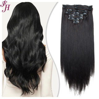 FH natural black #1B human hair clip in hair extension