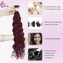 FH hair bundle no weft Water Wave Bulk Human Hair #99J Burgundy - Premium Braiding Hair for Styling