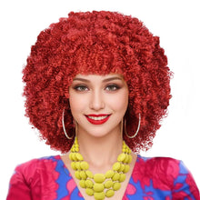 FH Afro Wigs Afro Kinky Curly Wig with Bangs No Glueless (10inch,Red)p14843