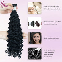 FH 1 bundle, 100 grams/pack, deep curly human hair, #1 color (Jet Black), Bohemian style braiding loose hair, 12-24 inches.