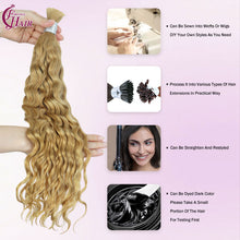FH hair bundle no weft #27 Honey Blonde Water Wave Bulk Hair - Natural Human Hair Extensions for Styling