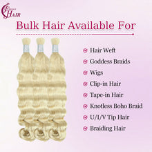 FH hair bundle no weft Loose Deep Wave Braiding Hair Bulk #613 Platinum Blonde - 100% Human Hair for Boho Braids