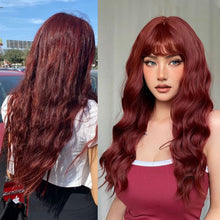 FH 24'' Long Wigs for Women Long Wig with Bangs Natural Synthetic Hair Wigs (Dark Copper) P14936