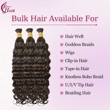 FH hair bundle no weft Italian curly Human Hair Braiding Bulk #4 Chocolate Brown Deep Wave For Goddess Braids & Wigs