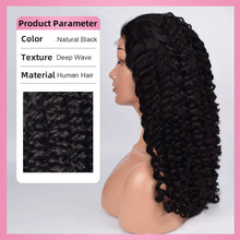 FH Super dense 220% deep wavy human hair lace wig • 13x4 lace • 22 inches, makes your face look smaller, natural and realistic