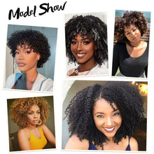 FH Afro Wigs 8 Inches Soft Afro Curly Wigs With Bangs Synthetic Short Curly Wigs