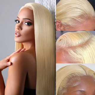 【2FH】FH 613 blonde straight 13x4 lace real hair wig