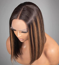 【2FH】FH highlight straight T-part lace real hair wig