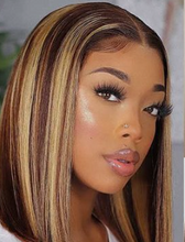 【2FH】FH highlight straight T-part lace real hair wig