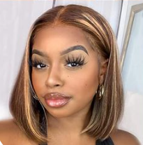 【2FH】FH highlight straight T-part lace real hair wig