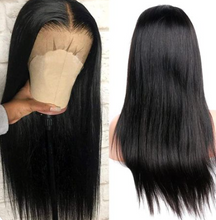 Load image into Gallery viewer, FH natural black straight 13x4 lace real hair wig