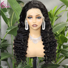 FH 280% 13x4 Full frontal deep wave 100% Human Hair Lace Wig Natural Color