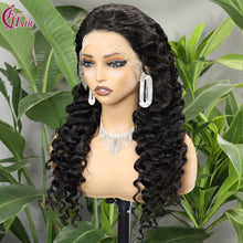 FH 280% 13x4 Full frontal deep wave 100% Human Hair Lace Wig Natural Color