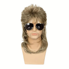 Lakihair Mens Wig Mullet Wigs for Men Brown Wig with Bangs 70s 80s Male Wig