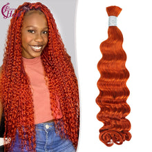 FH hair bundle no weft Deep Wave Braiding Hair Bulk #350 Copper Red - 100% Human Hair for Boho Braids