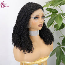 FH 300% 13x4 pixie curly lace frontal wig 100% Human Hair Lace Wig color #Nature Color