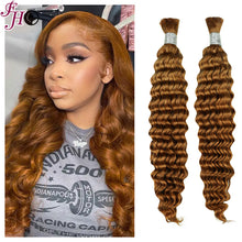FH 1 bundle Premium Virgin Hair Bulk - #30 Copper Brown Deep Wave for Boho Braids & Wigs.