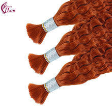 FH 1 bundle, 100 grams/pack, deep curly human hair, #350 color (warm reddish-orange), Bohemian style braiding loose hair, 12-24 inches.