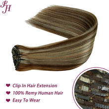 FH highlight #P4/613 Russian human hair clip in hair extension