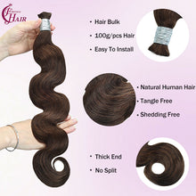 FH 1 bundle 100g/pack body wave human hair bulk shade 4 (Brown) boho braids bulk hair 12-24 inches