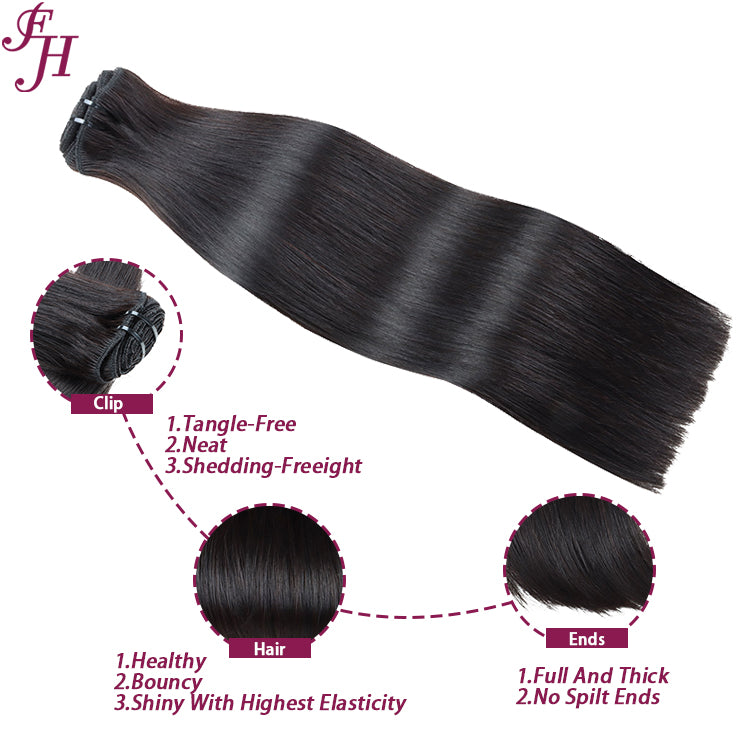 FH natural black #1B human hair clip in hair extension