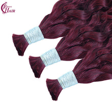FH hair bundle no weft Water Wave Bulk Human Hair #99J Burgundy - Premium Braiding Hair for Styling