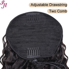 Load image into Gallery viewer, FH wholesale price remy virgin cuticle aligned human hair deep wave drawstring ponytails